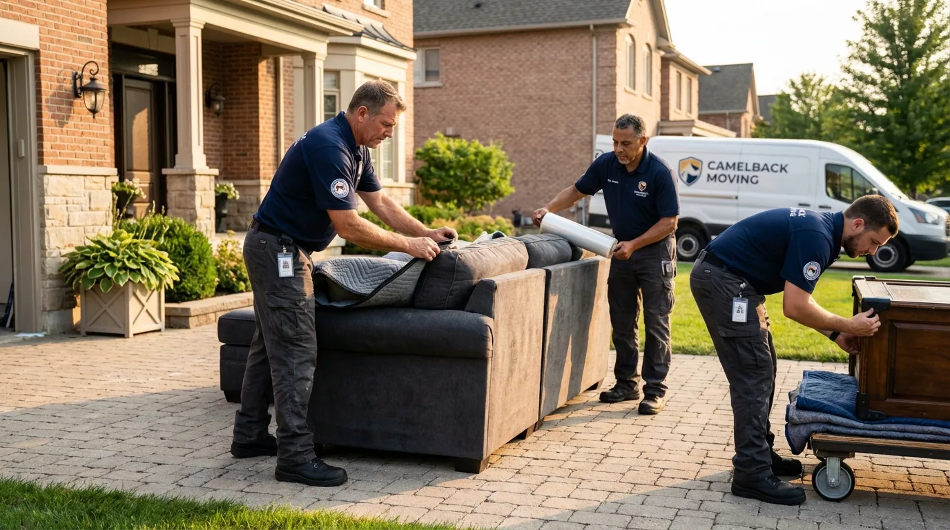 Large estate moving crew wrapping furniture in Logan, WV